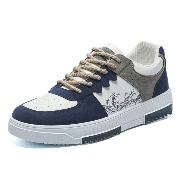 Trendy Colour Block & Wave Pattern Skateboard Shoes, Comfy Non Slip Lace Up Durable Sneakers-dct029